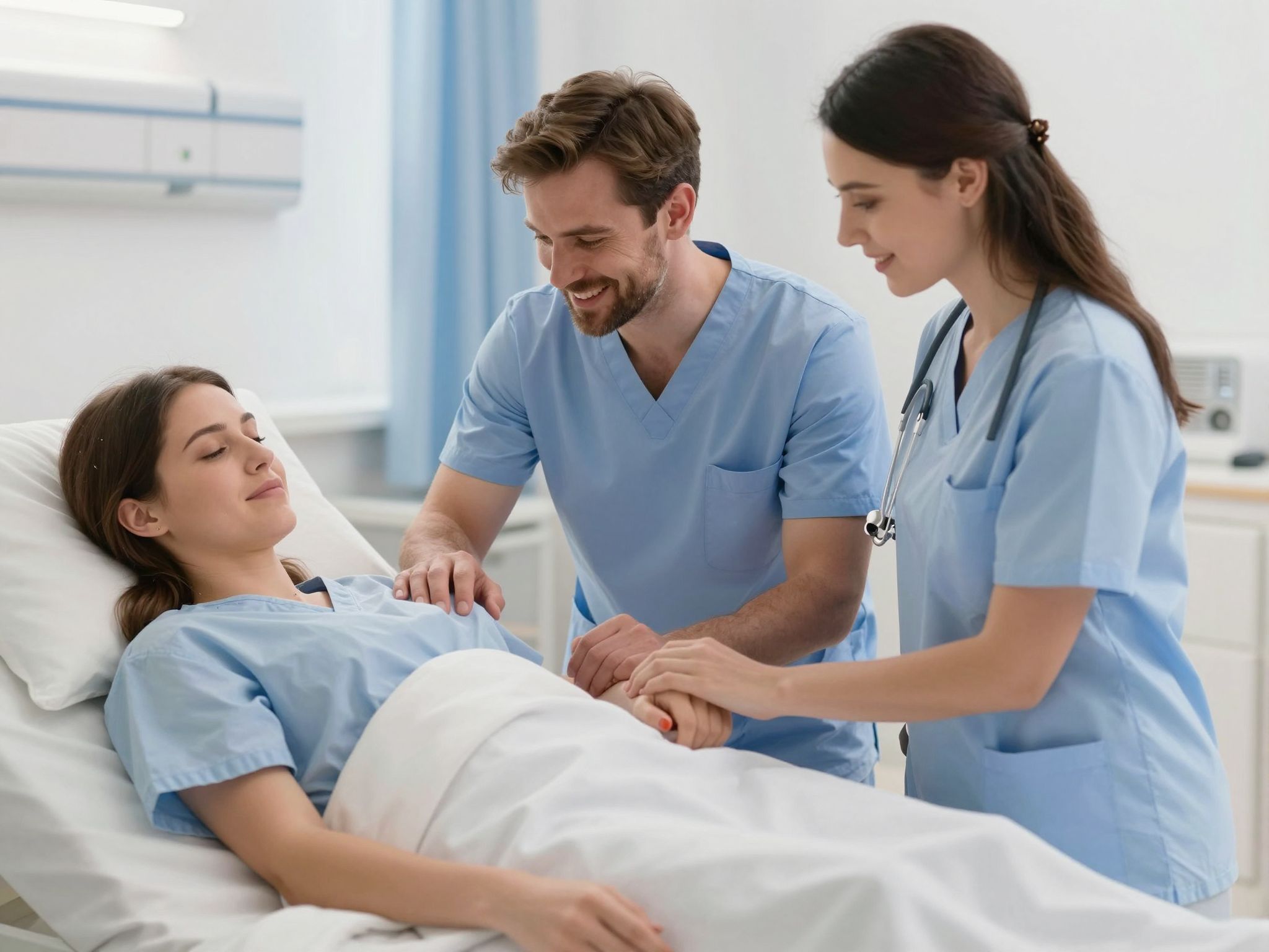 Apák és személyzet szerepe kulcsfontosságú a szülésben.