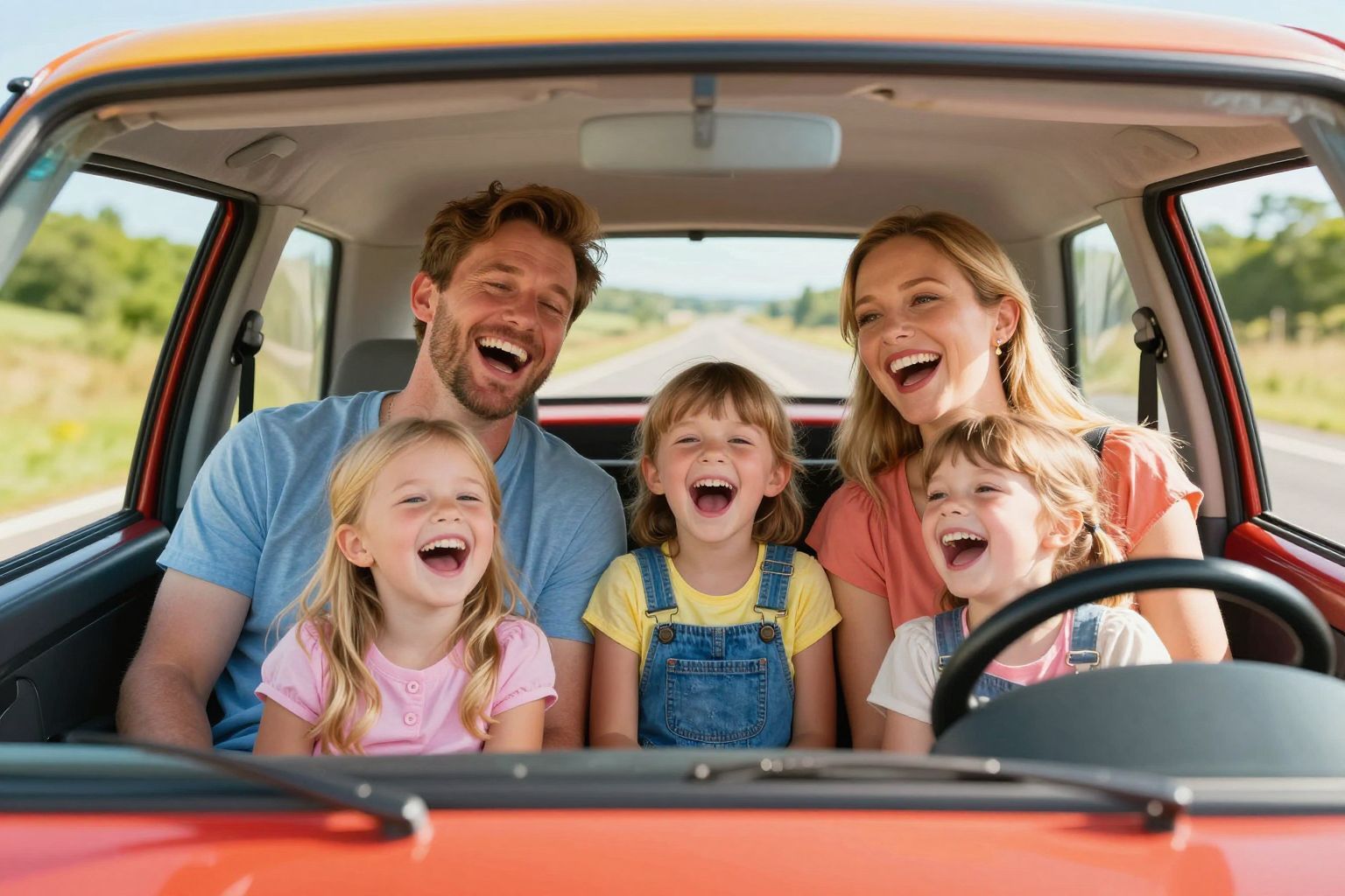 Az autó belsejében születik a családi zene varázsa.