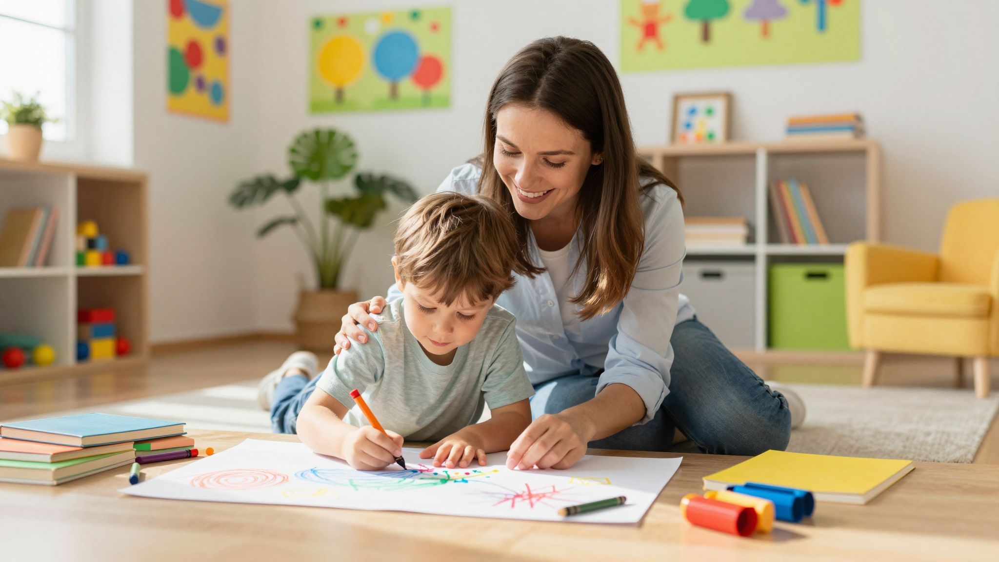 Támogató környezet ösztönzi a gyerekek kreatív fejlődését.