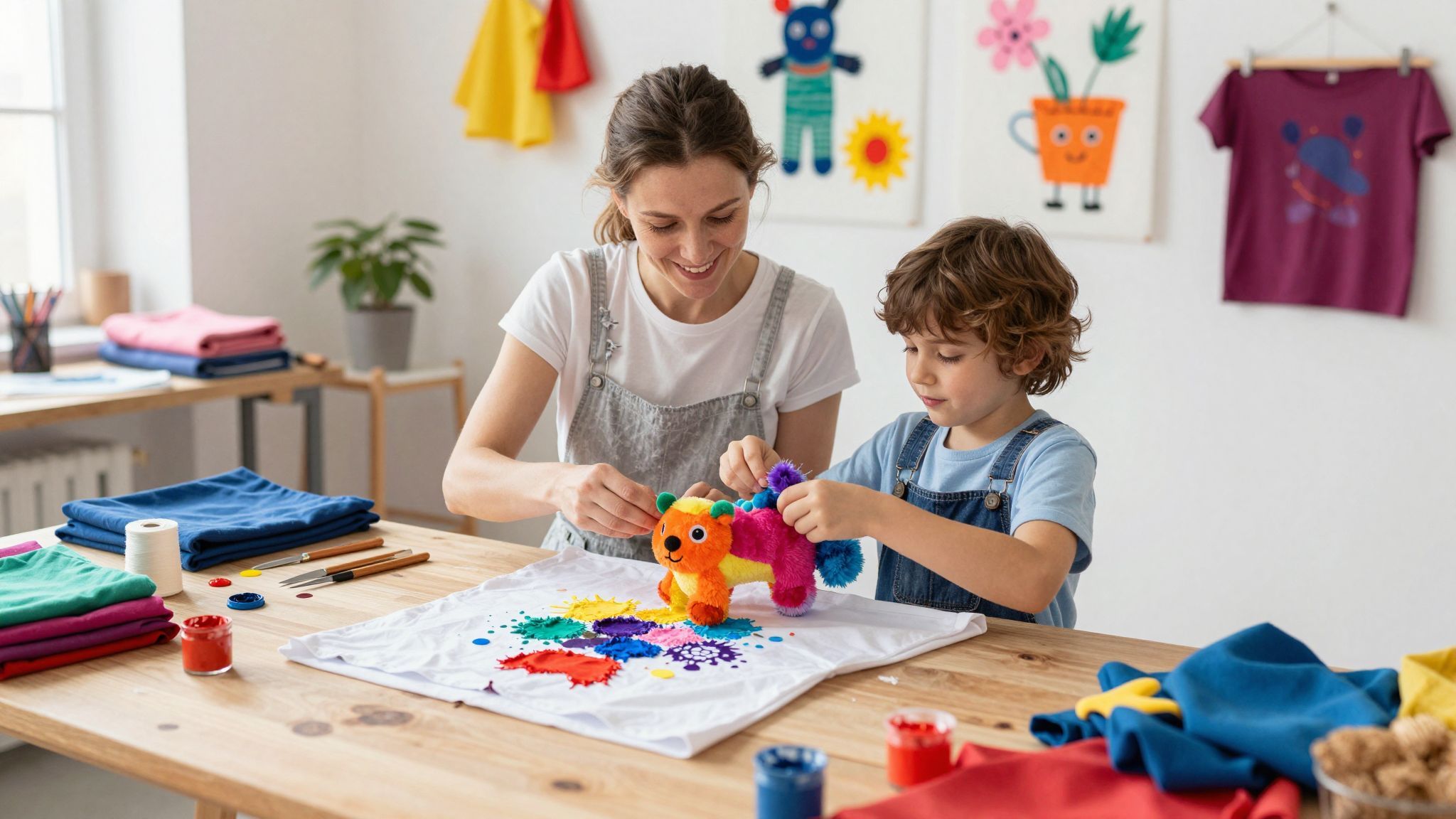 A textilfestés kreatív módja a régi pólók újjáélesztésének.