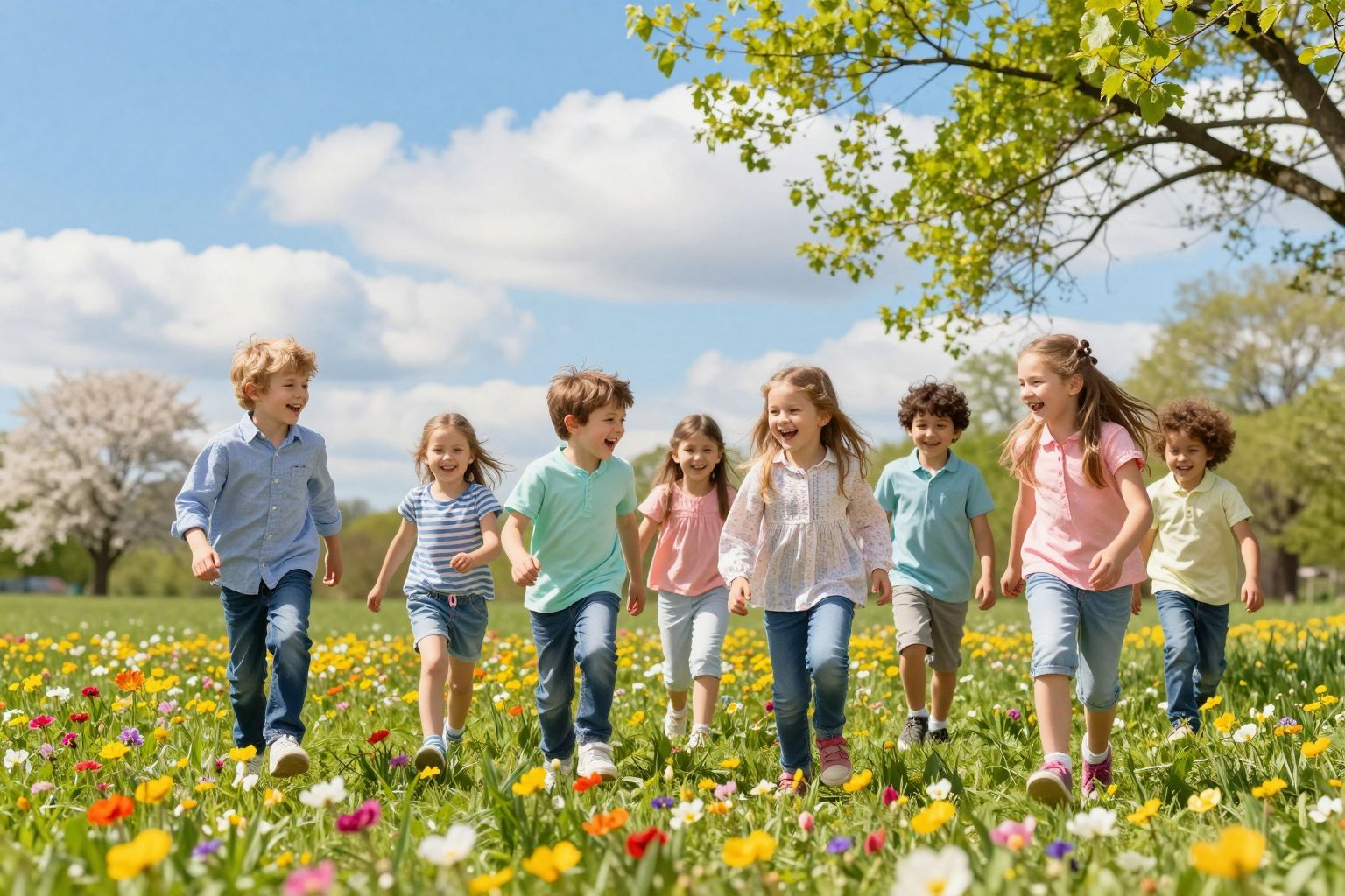 A tavaszi napsütés elősegíti a gyermekek D-vitamin termelését.
