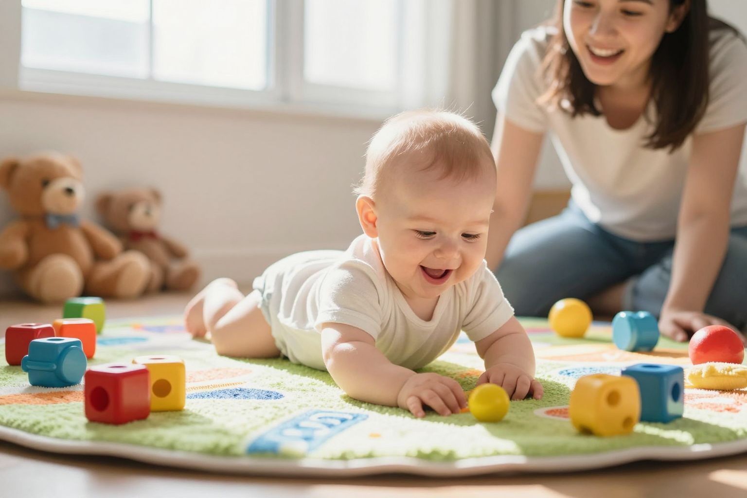 A hasra tétel erősíti a baba izmait és mozgását.