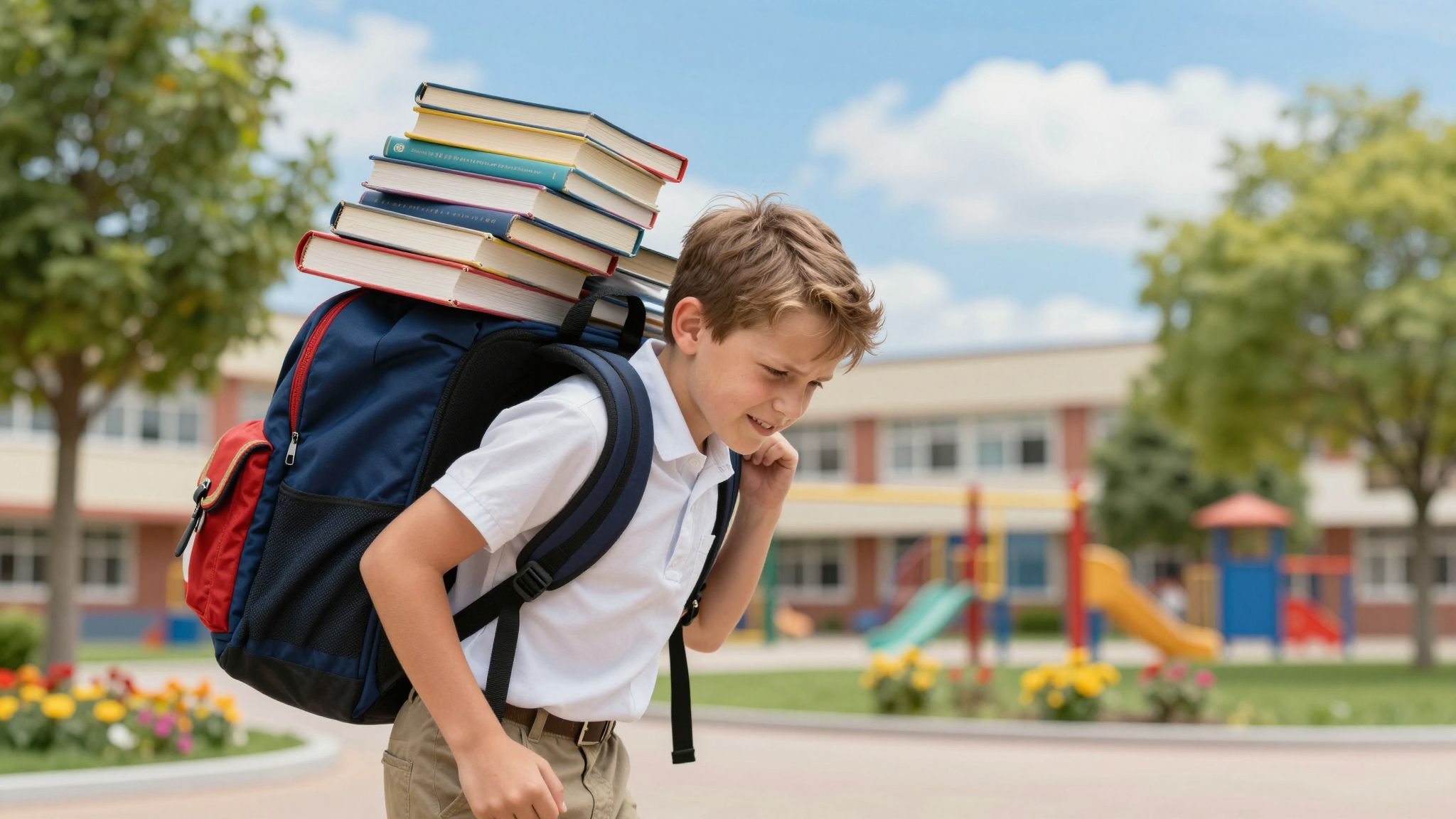 A nehéz táska fokozza a porckorongok terhelését.