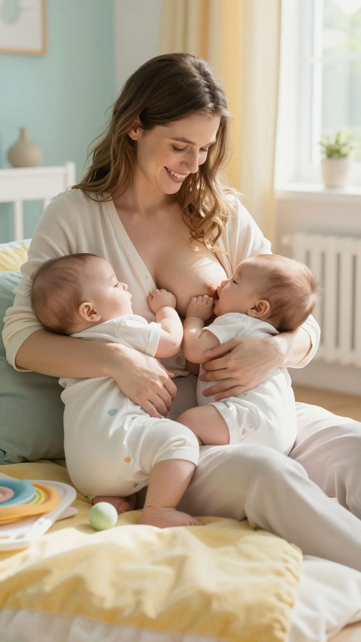 Az ikres szoptatás segít erősíteni a baba kötelékét.