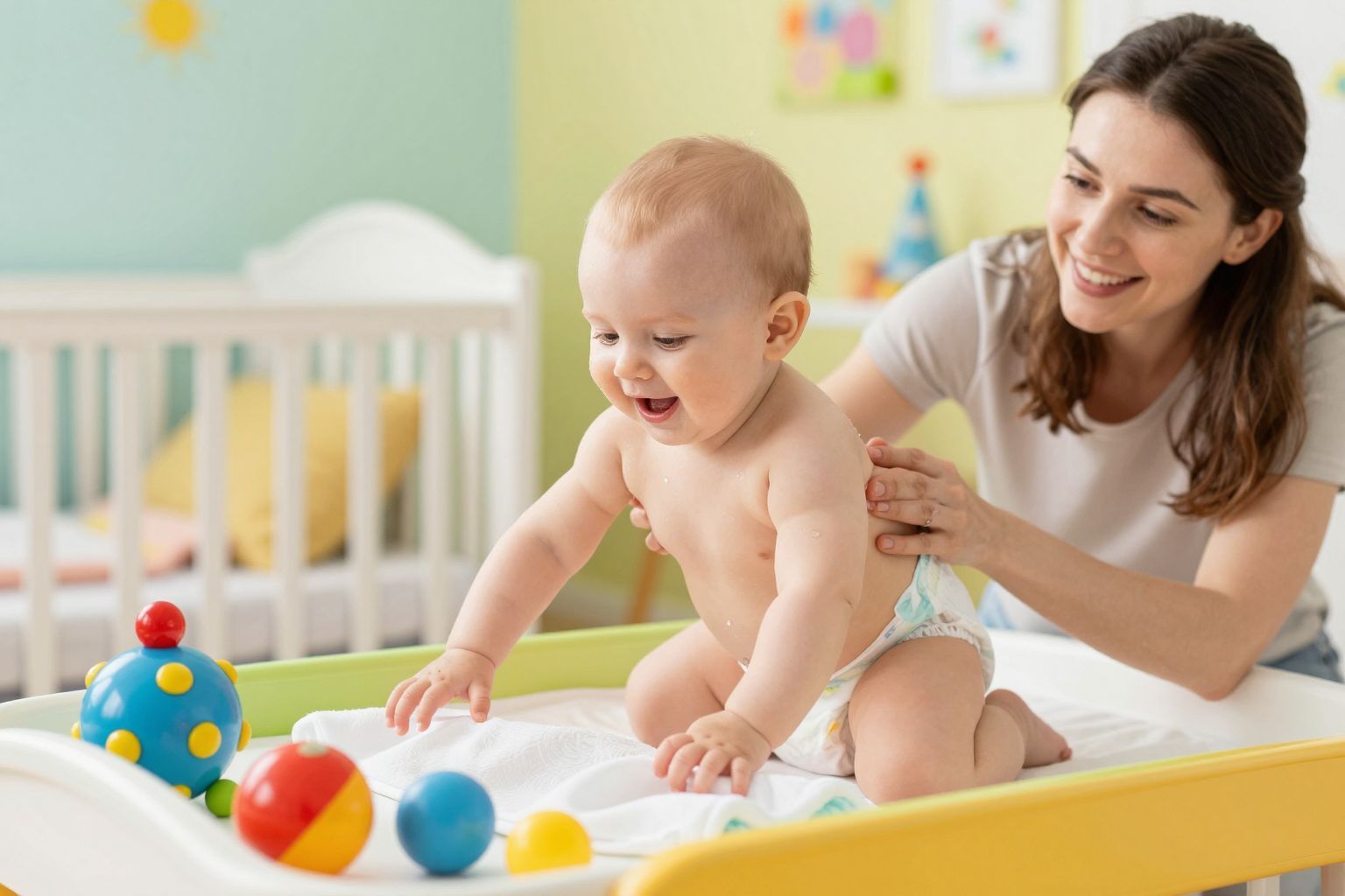 A mozgékony babák pelenkázása igazi ügyességi próba.