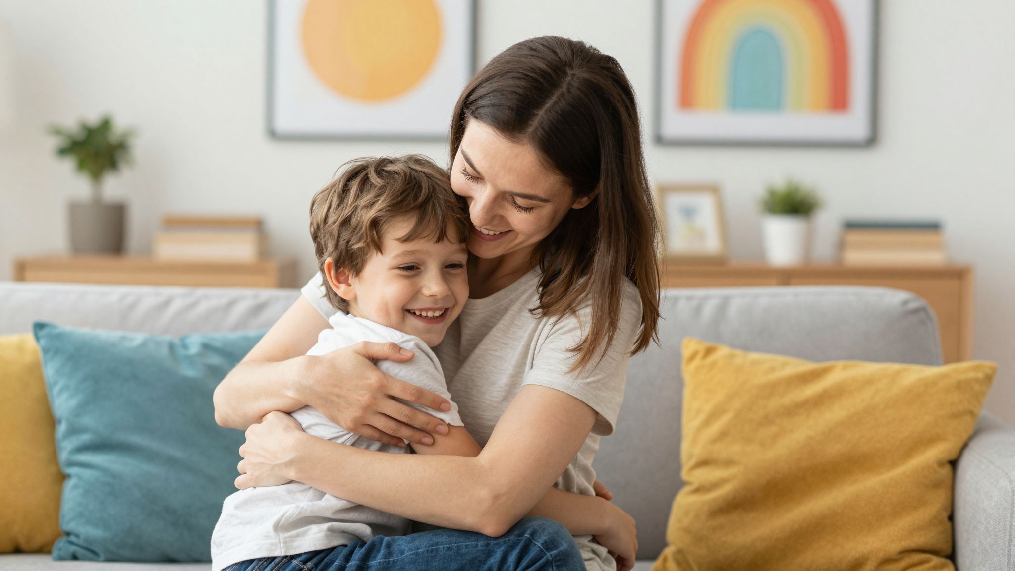 Az ölelés erősíti a szülő-gyermek kapcsolatot és biztonságot.