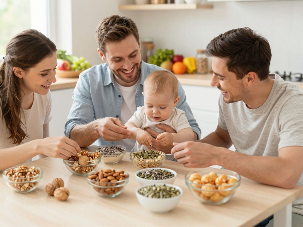 Diófélék és olajos magvak a baba étrendjében: minden, amit a bevezetésről tudni kell