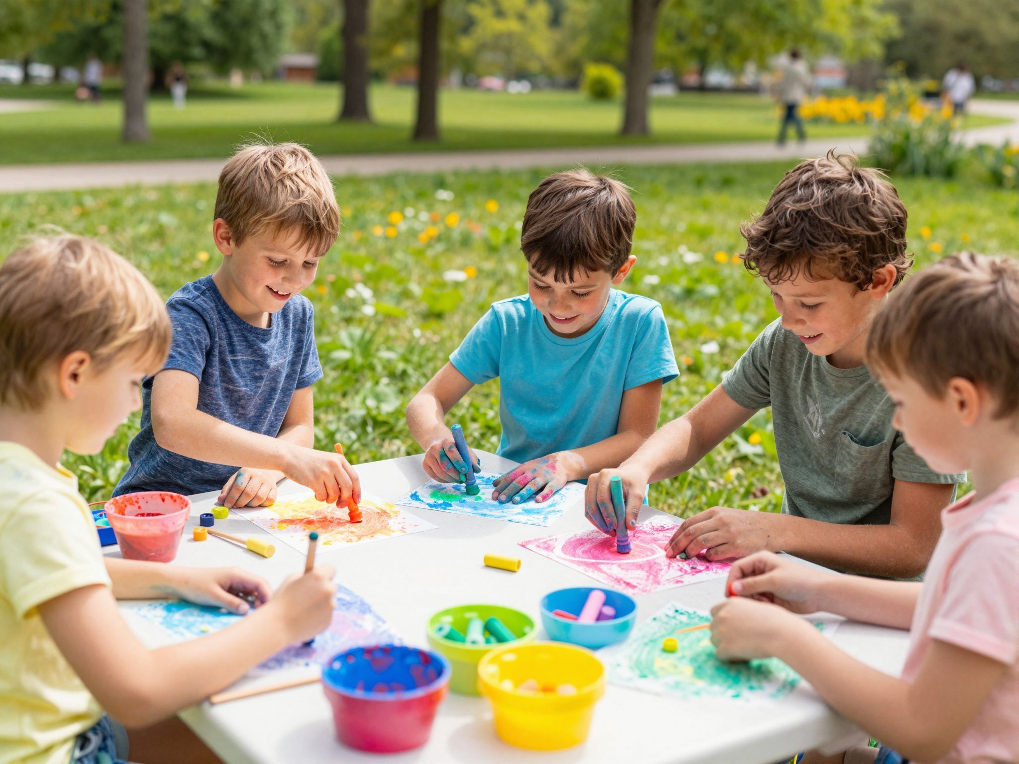A krétaöntés színes formákkal inspirálja a kreatív játékokat.