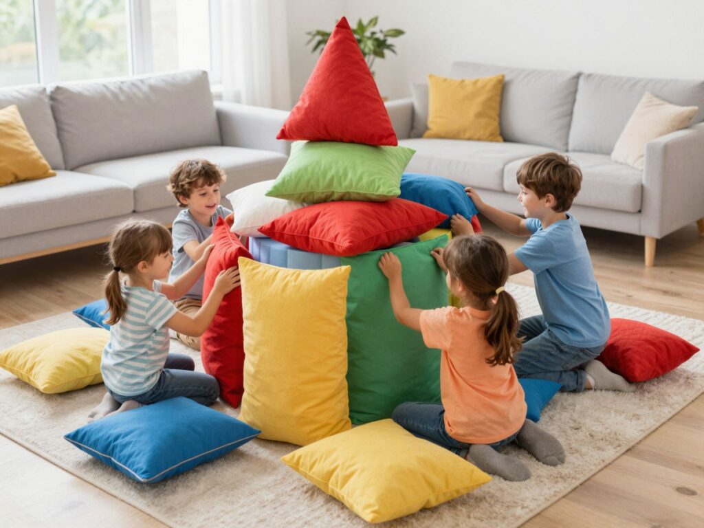 Hogyan építsetek bunkert vagy várat párnákból, dobozokból és lepedőkből?