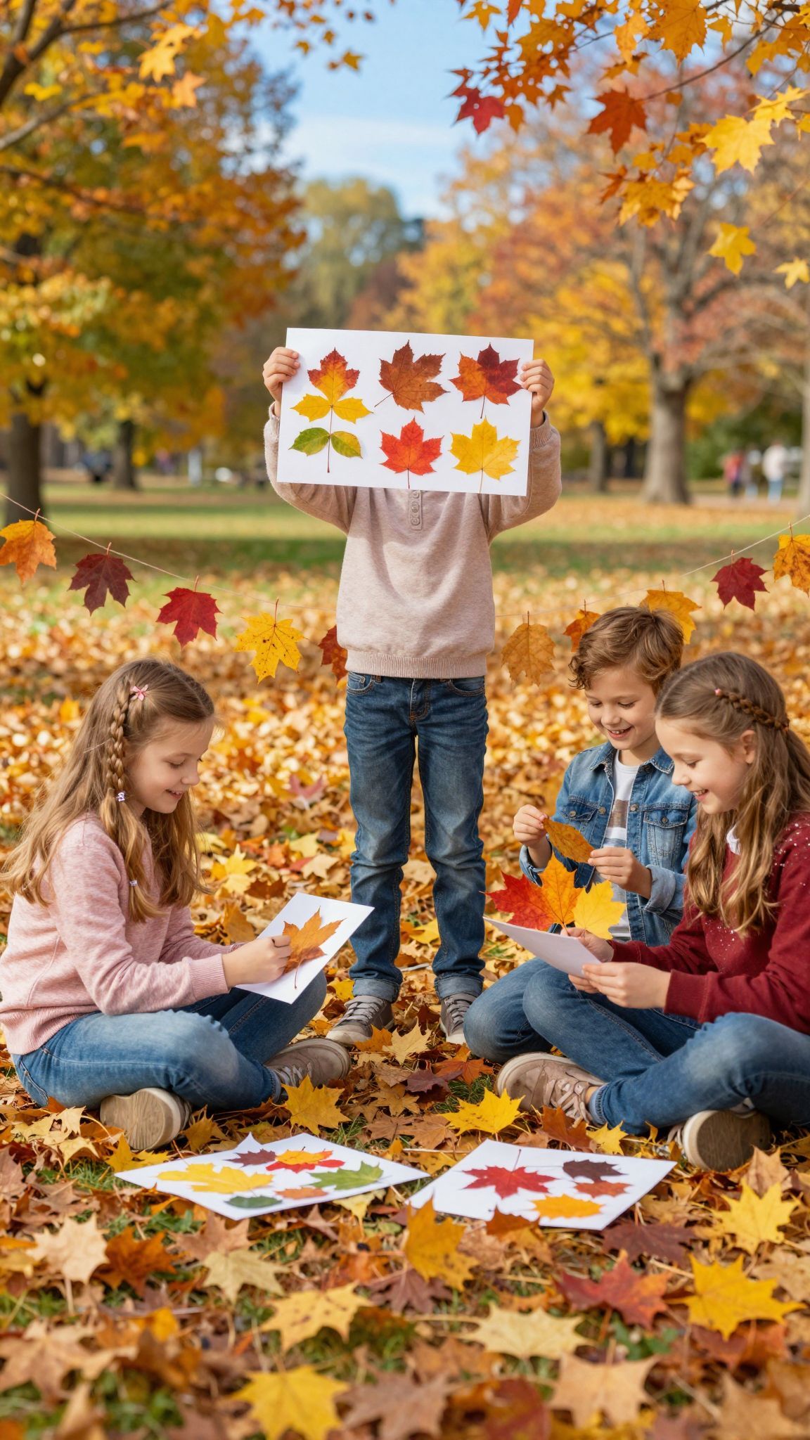 Falevelekből készíthetnek gyönyörű mozaikokat a gyerekek.