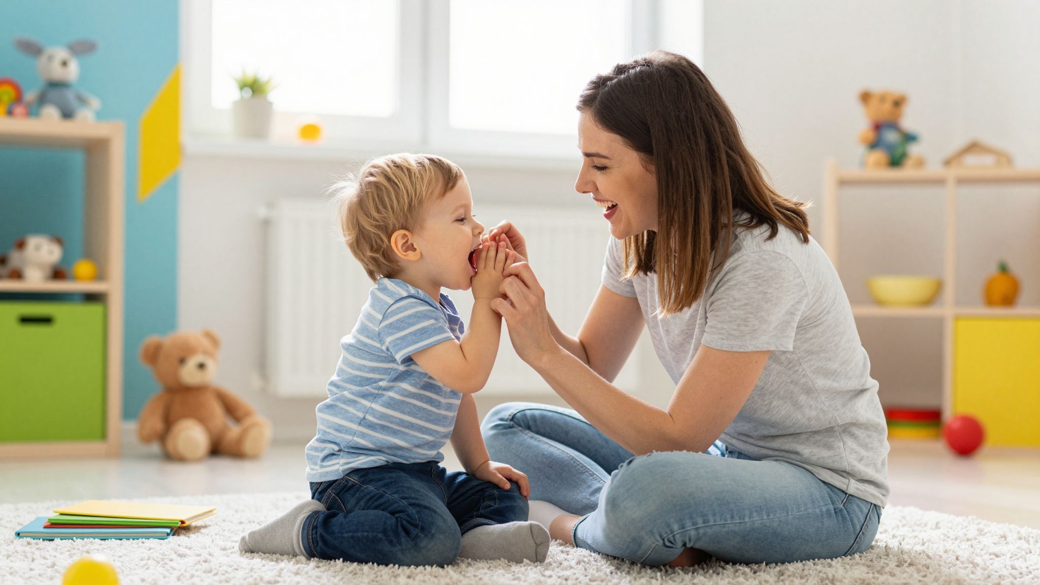A beszédfejlődés kulcsa a rendszeres interakció és játék.