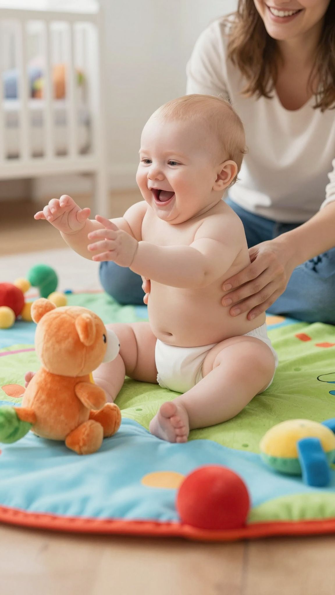 A baba gőgicsélése segíti a nyelvi fejlődést.