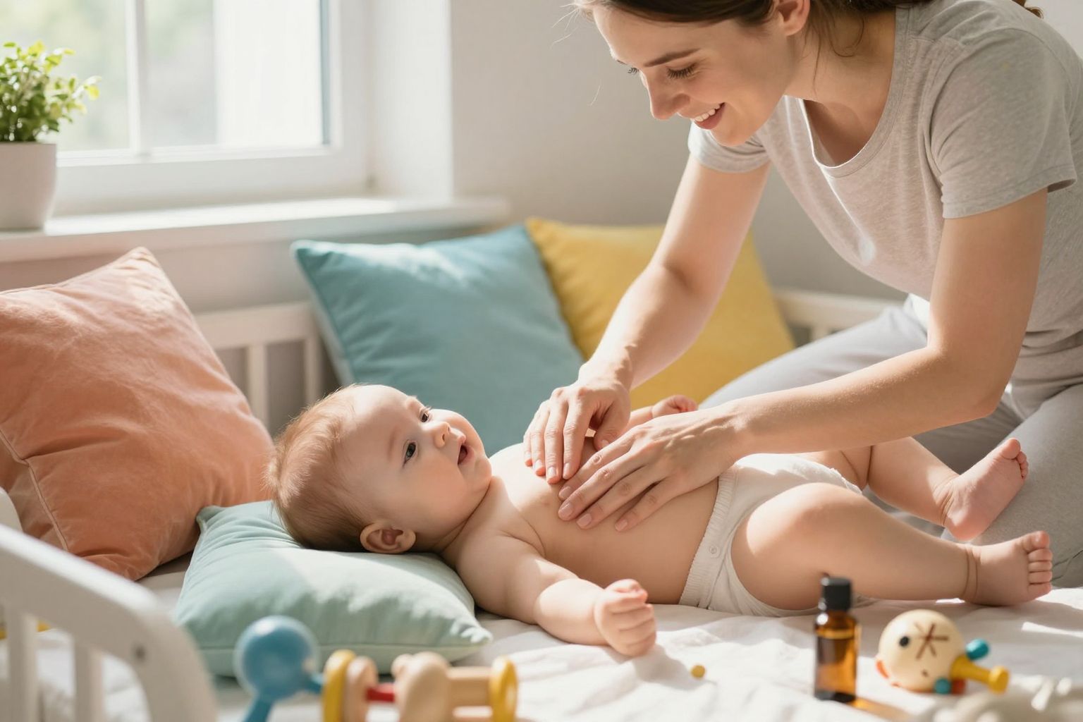 A rendszeres masszázs segíthet a baba hasfájásának megelőzésében.