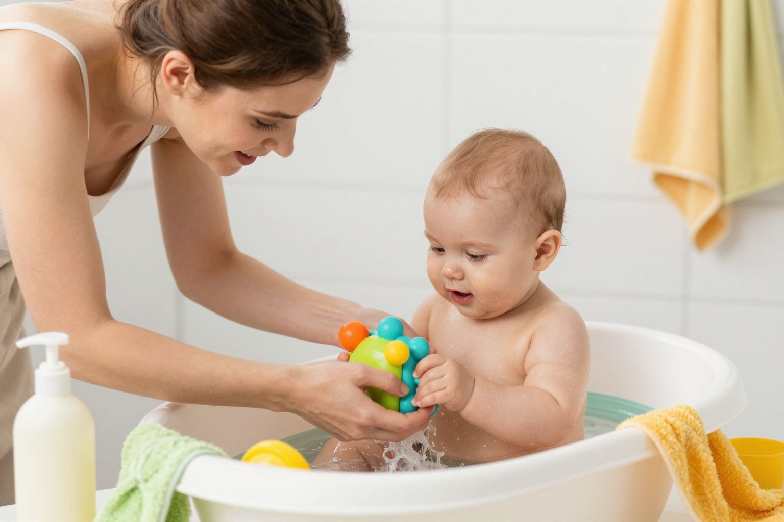 A kókuszolaj hidratálja a baba bőrét fürdés után.