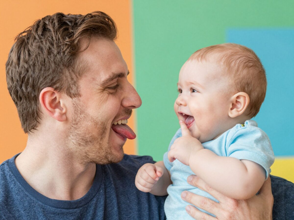 Apa és fia: imádnivaló, ahogy ez a csecsemő tökéletesen lemásolja apukáját