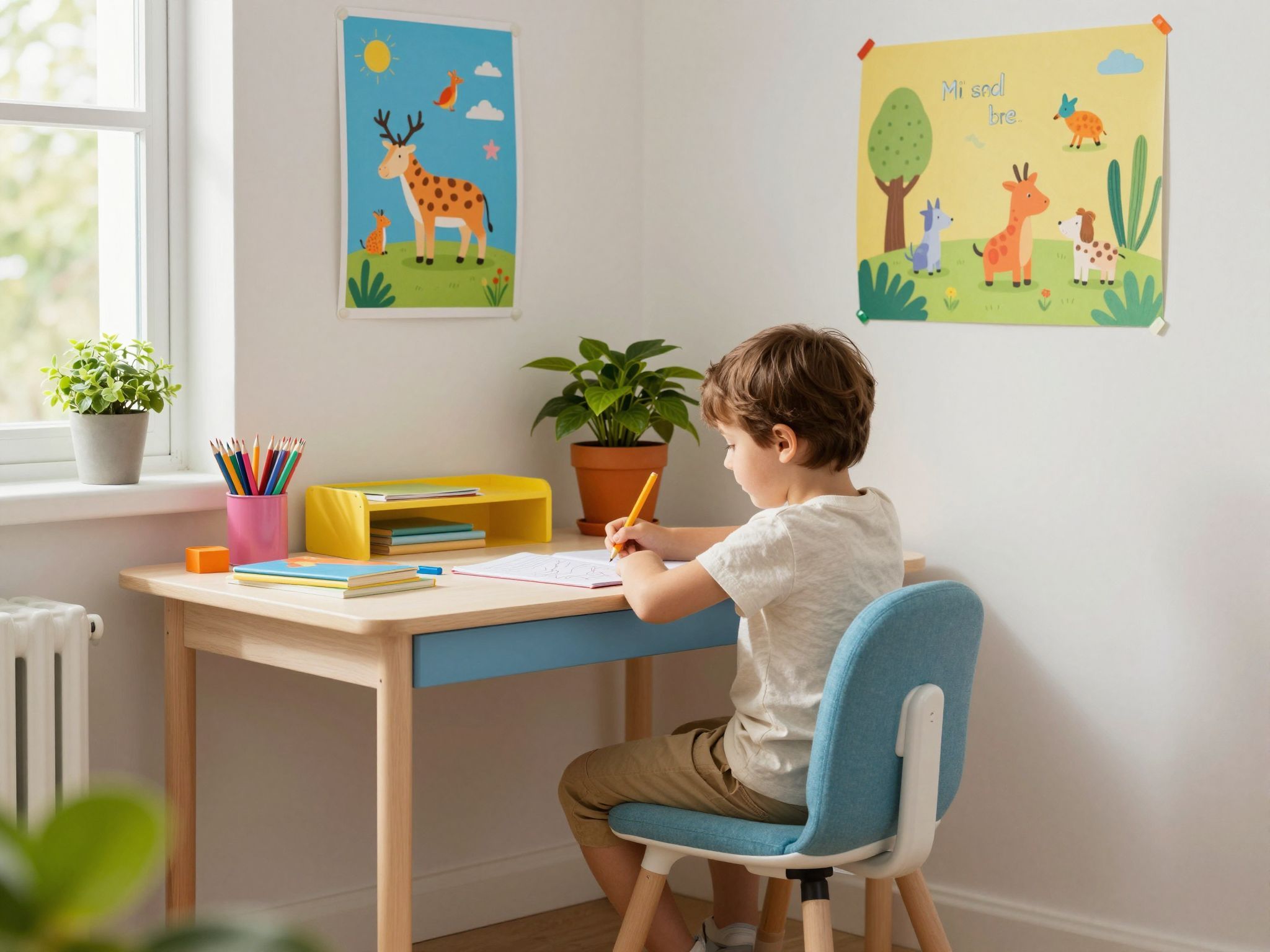 A tanulósarok a kreativitás és önállóság fejlesztését segíti.