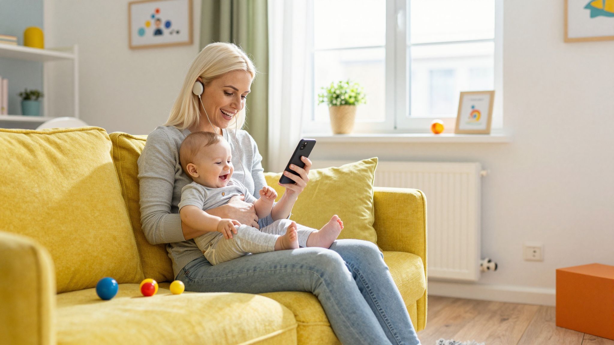 A hanganyagok segítenek a kismamáknak a pihenésben.
