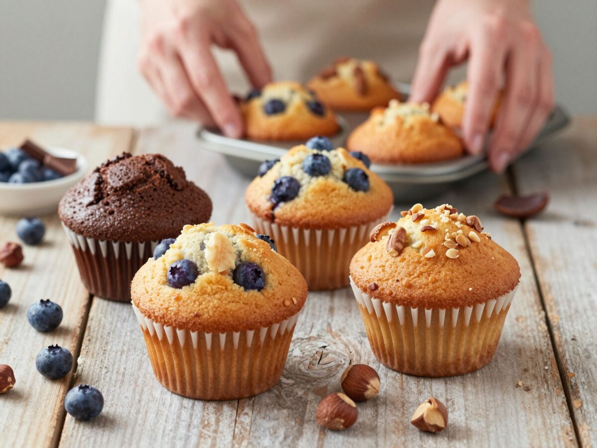 Szaftos és gazdag muffin recept: a csoki, az áfonya és a mogyoró tökéletes hármasa