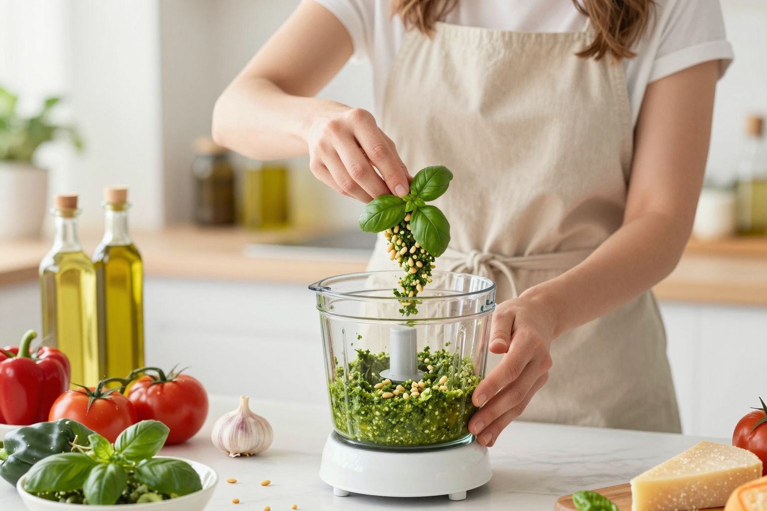 A sajt gazdag umamival fokozza a pesztó ízét.