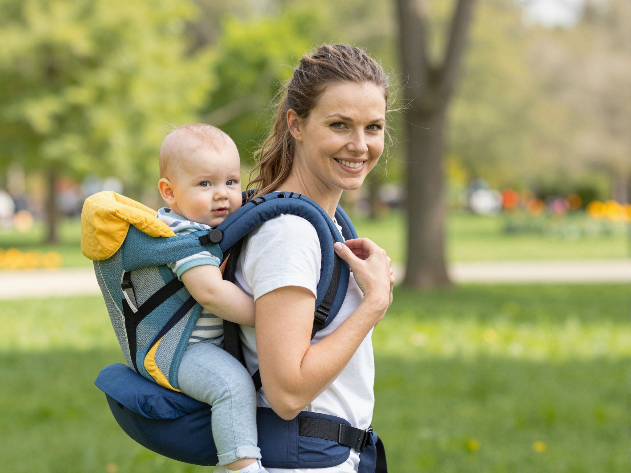 A helyes hordozás támogatja a baba csípő fejlődését.