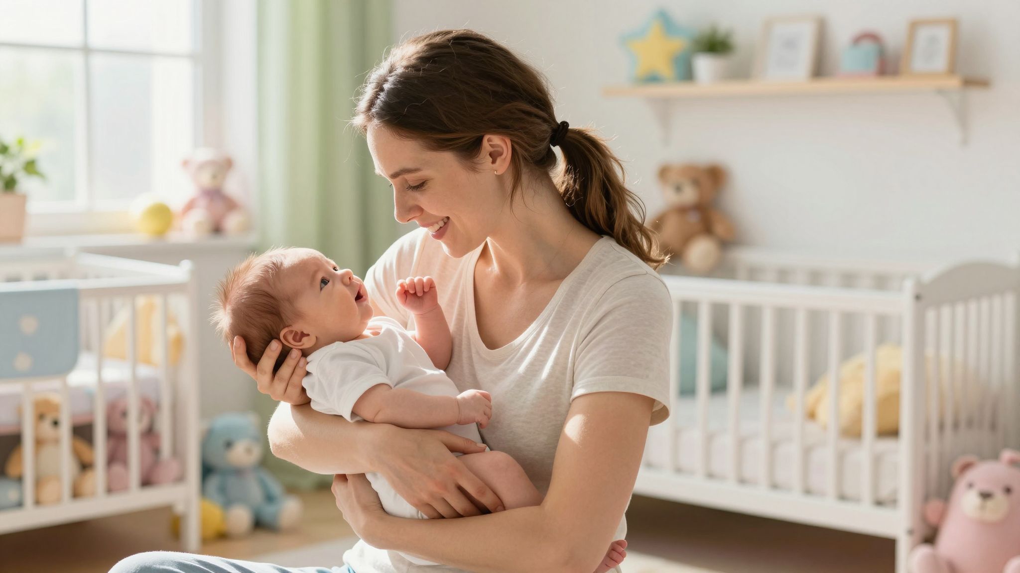 A baba éhségét sírás és szopási reflexek jelzik.
