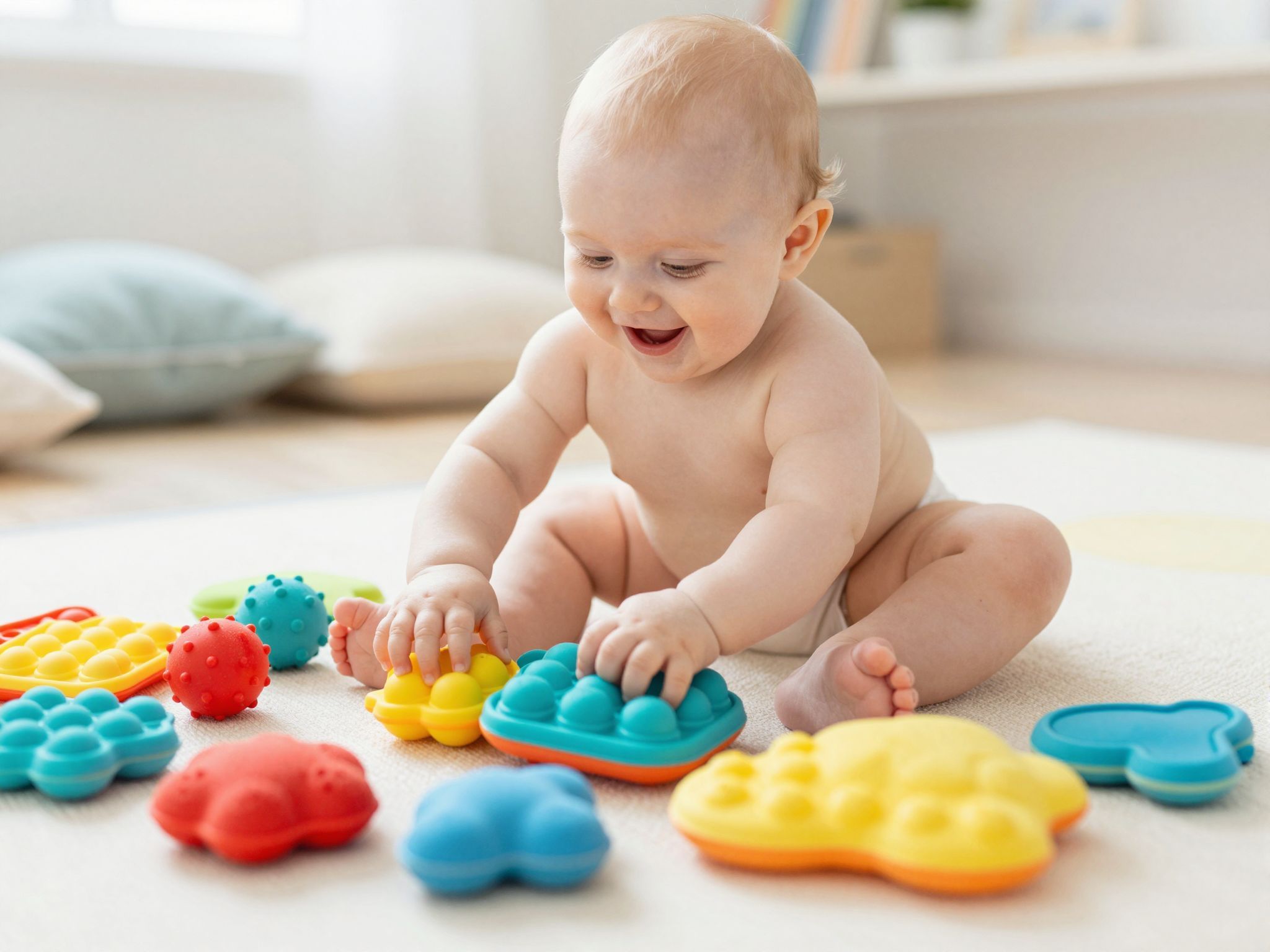 A különböző textúrák stimulálják a babák tapintását.