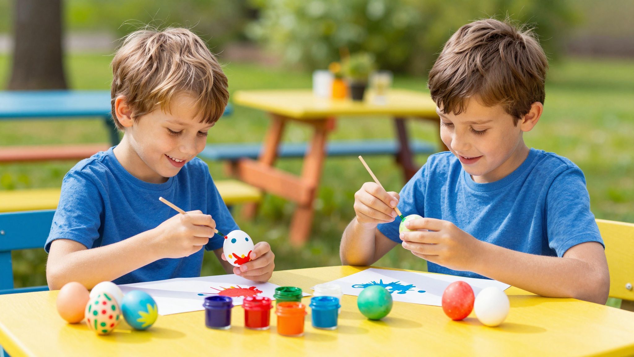 Kreatív színkombinációk kiemelik a tojásfestés szépségét.