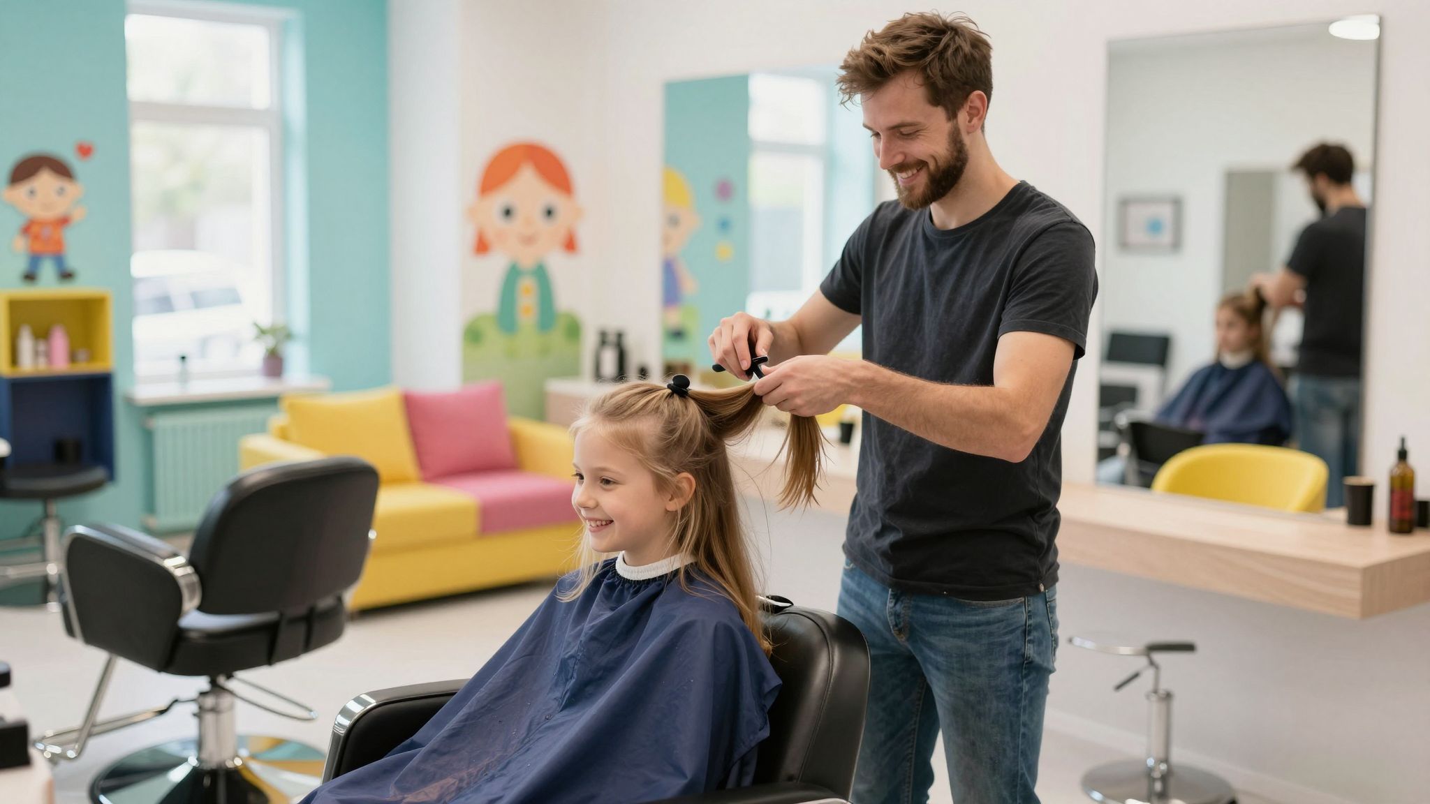 A gyerekbarát fodrászat segít csökkenteni a félelmet.