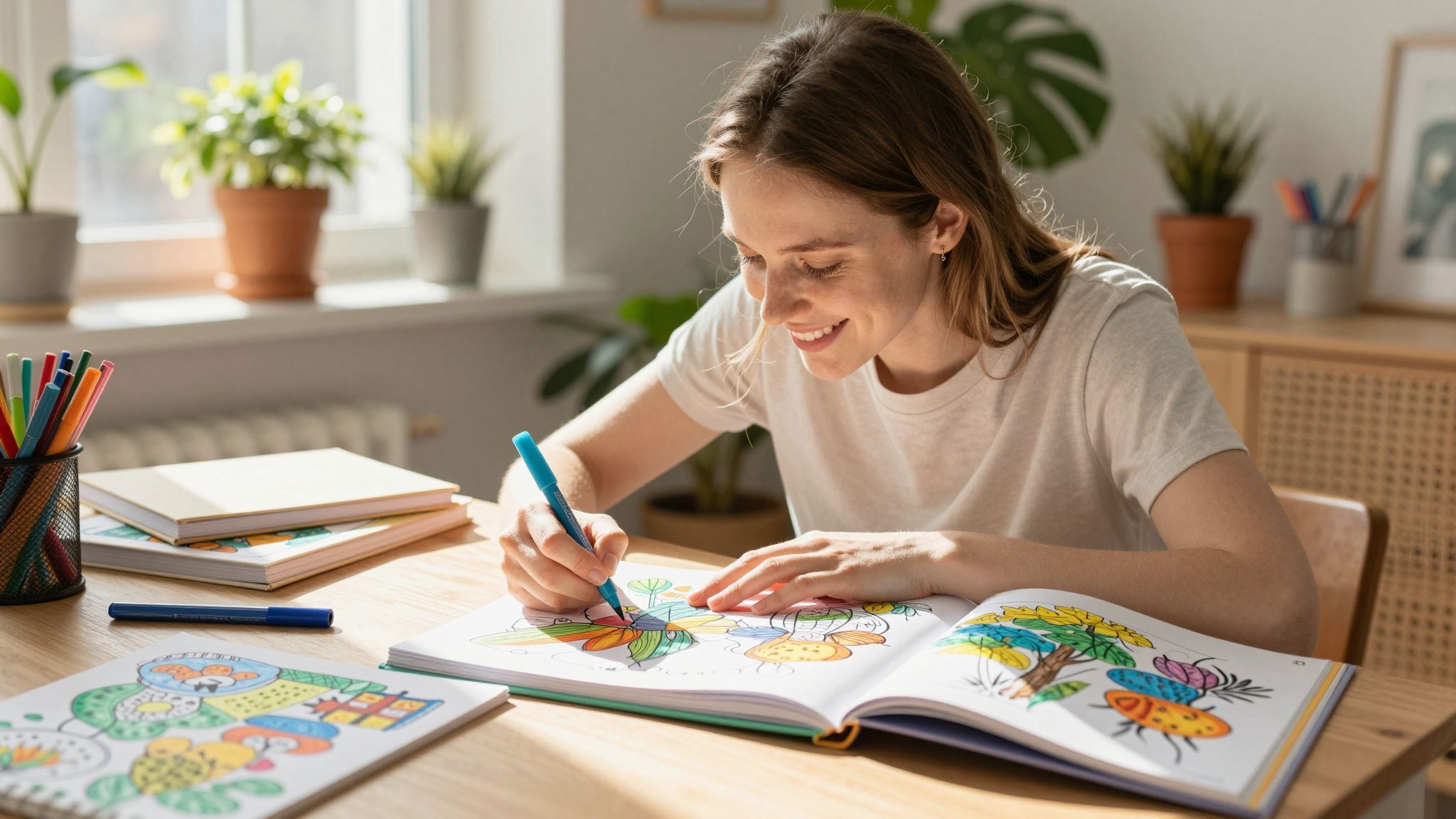 A színezés ösztönzi az önkifejezést és a kreativitást.