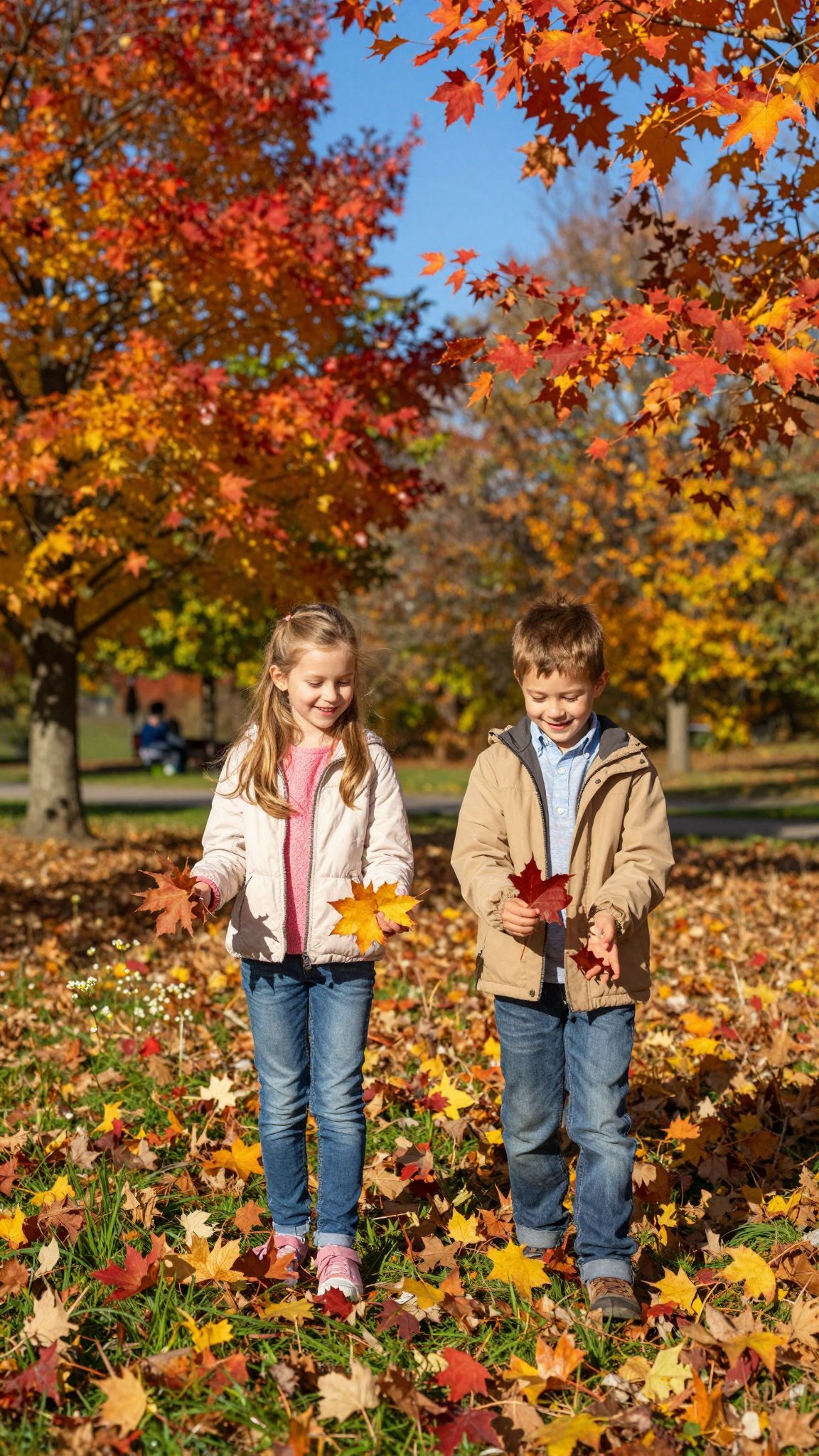 Az őszi levelek gyűjtése kreatív inspirációt ad a gyerekeknek.