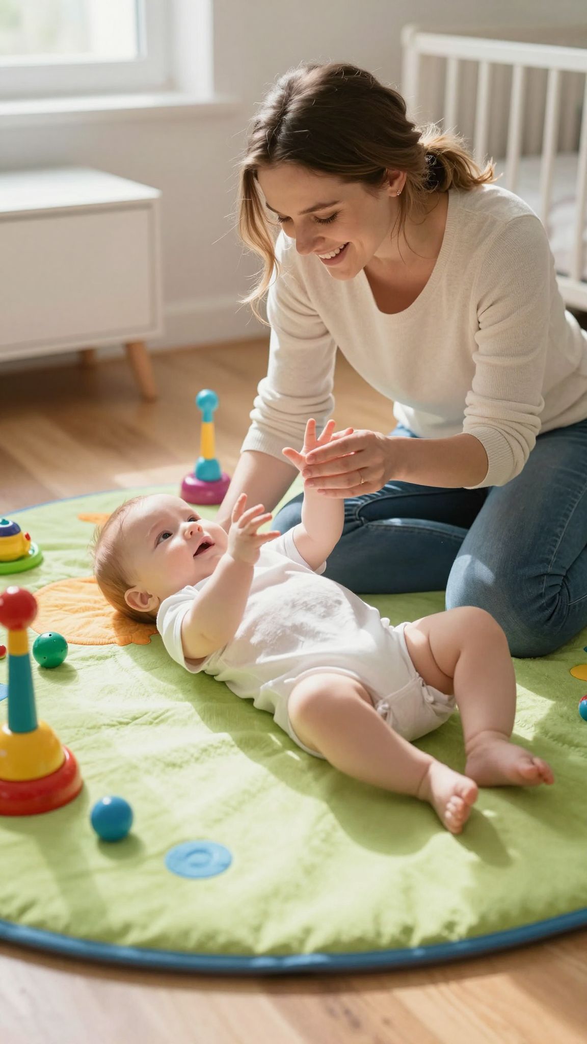 Játékos ingerek serkentik a baba mozgásfejlődését.