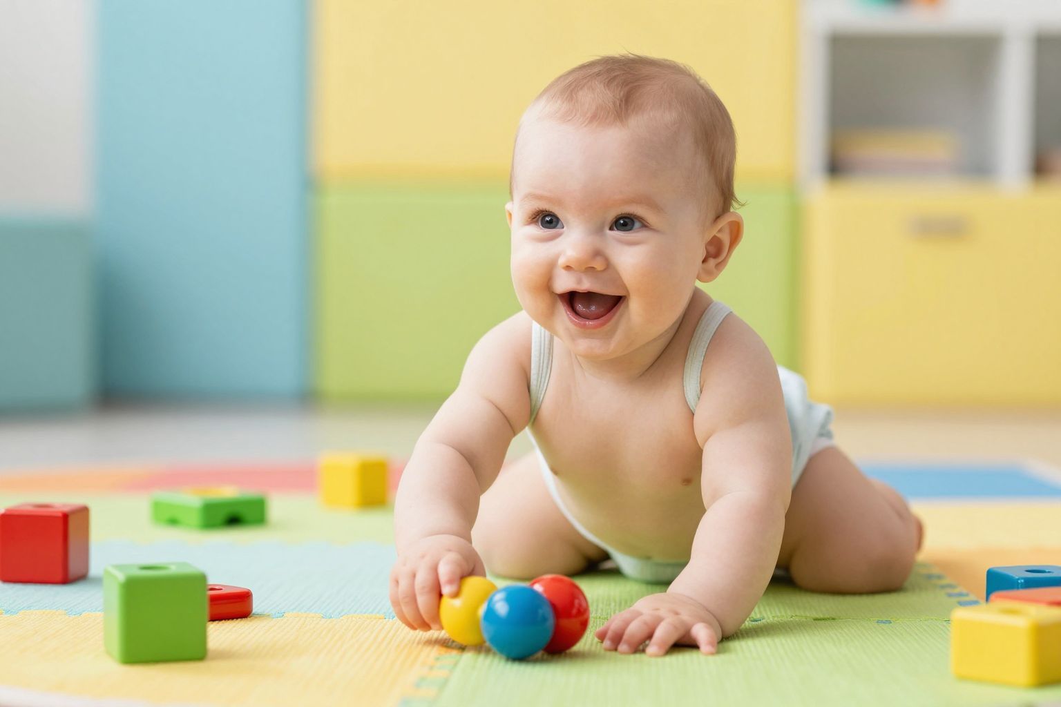 Öt hónaposan a babák elkezdenek célzottan nyúlni tárgyakért.