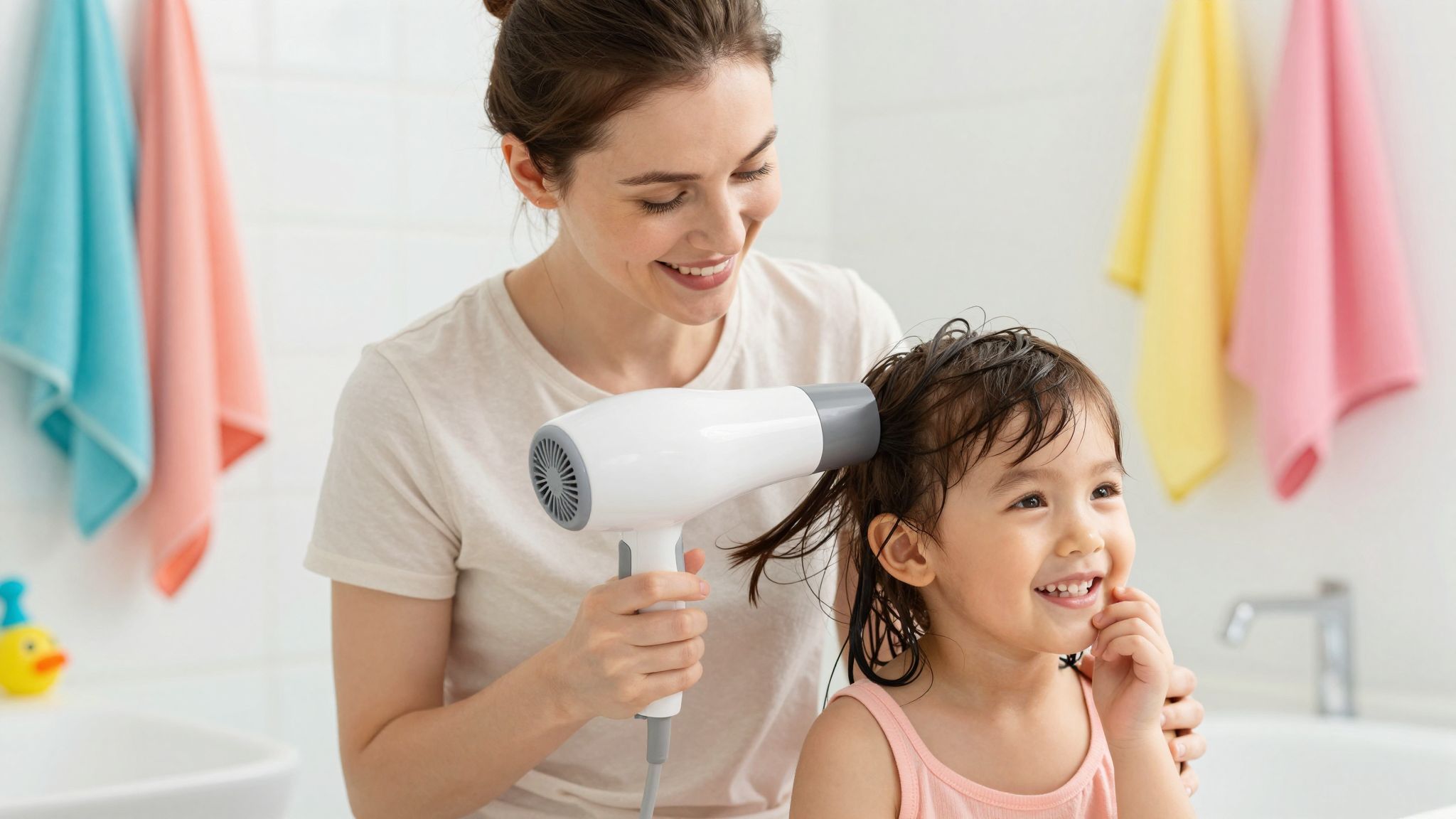A hajszárító hője irritálhatja a gyermek érzékeny bőrét.