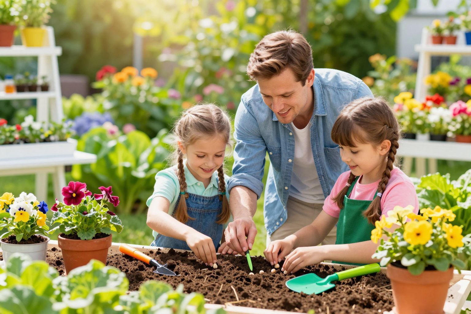 A kert felfedezése ösztönzi a gyerekek kíváncsiságát.