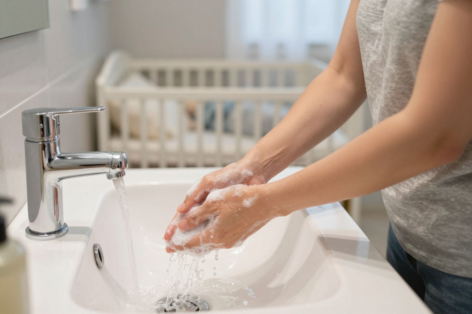 A kézmosás csökkenti a fertőzések kockázatát újszülötteknél.