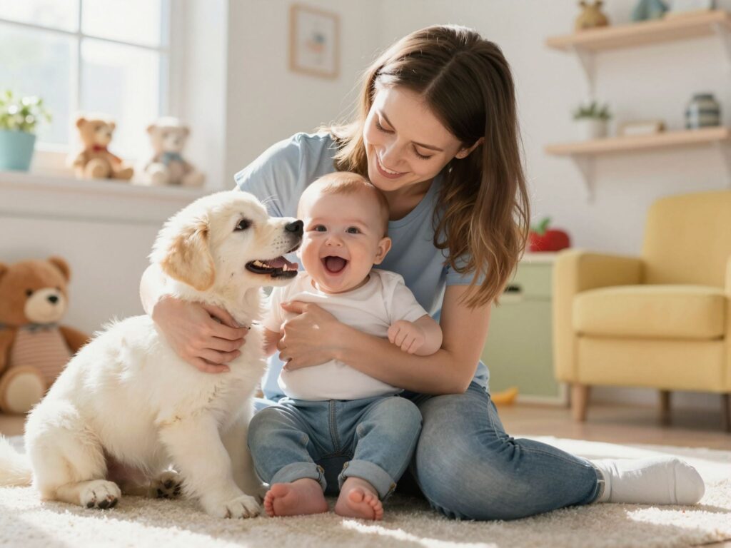 A pillanat, amikor a kutya először öleli meg a kisbabát: ez az internet új kedvence