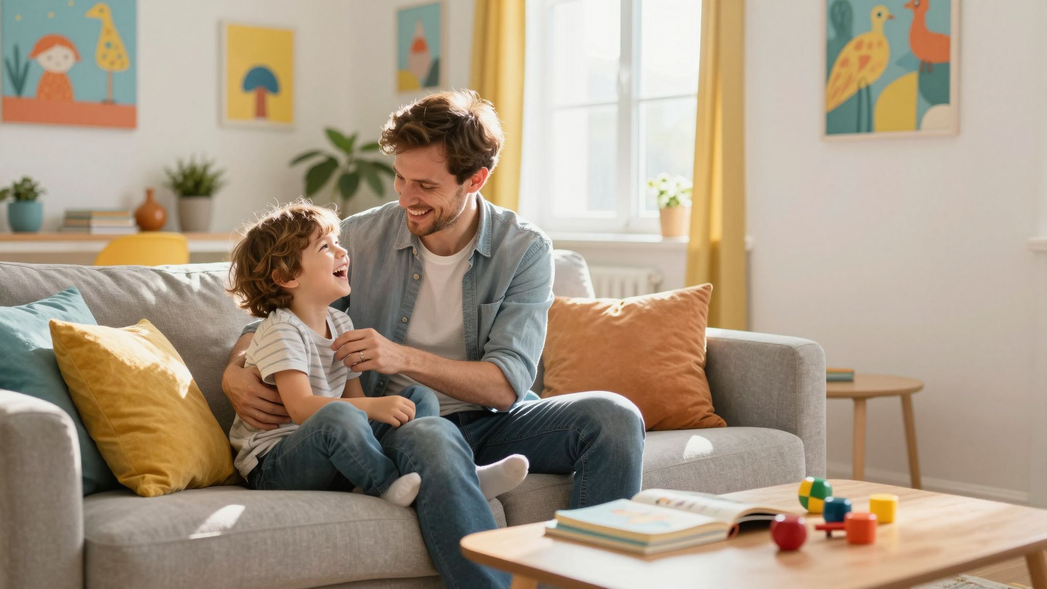 Az apa stabil érzelmi támasz, amely támogatja a gyereket.