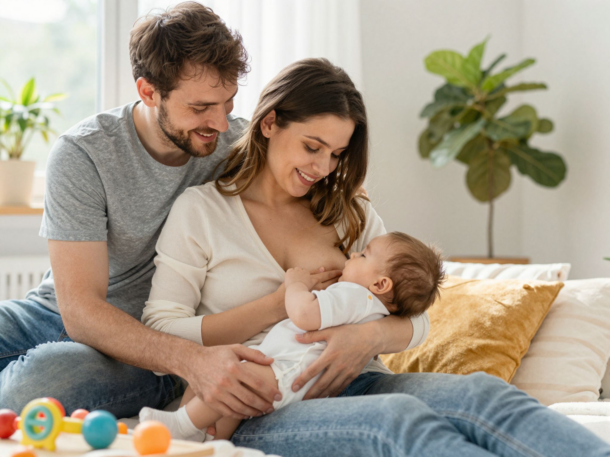 Az édesapa aktív támogatása növeli a szoptatási sikert.