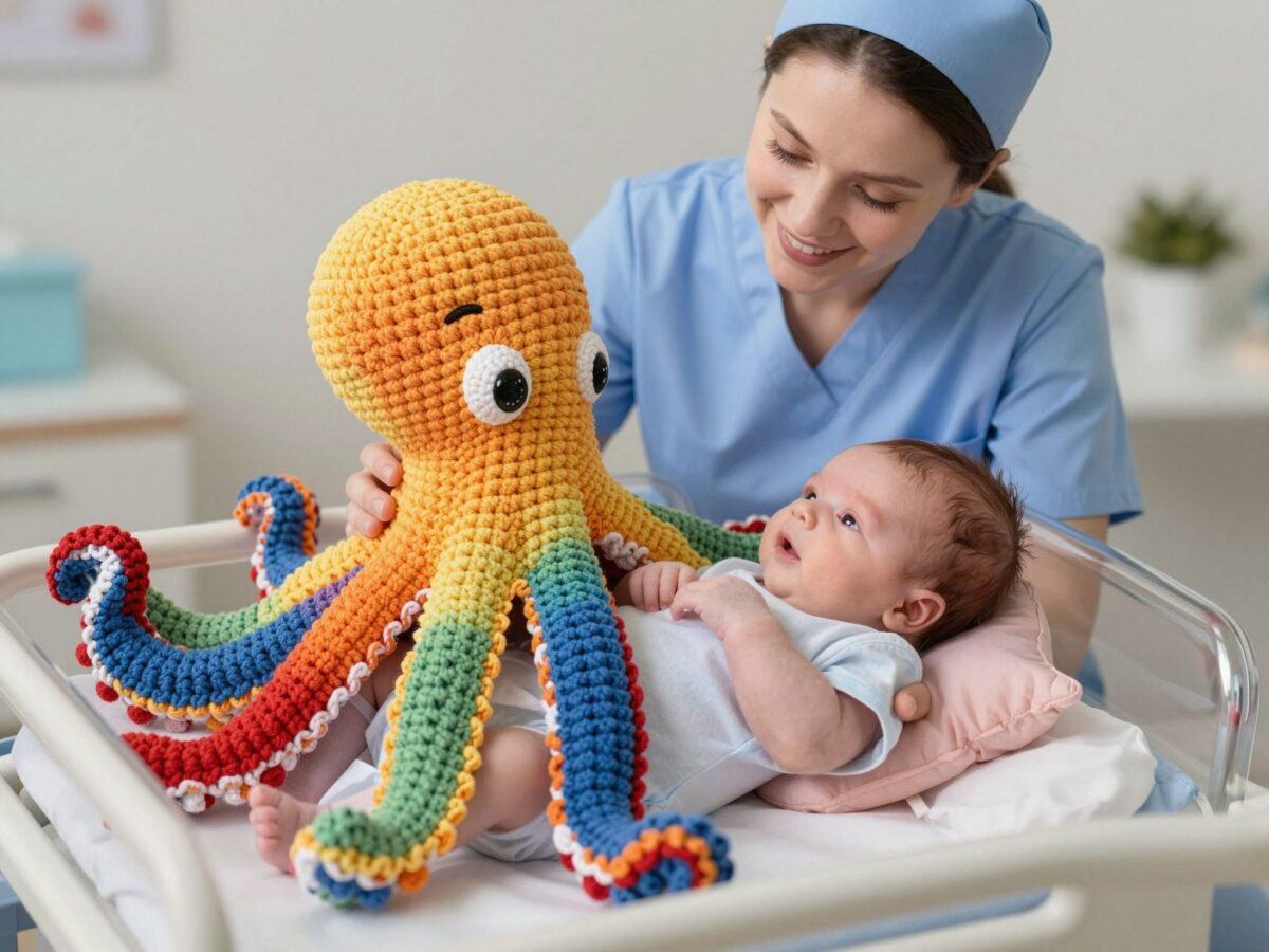 Egy horgolt polip karjai menthetik meg a koraszülött babák életét az inkubátorban