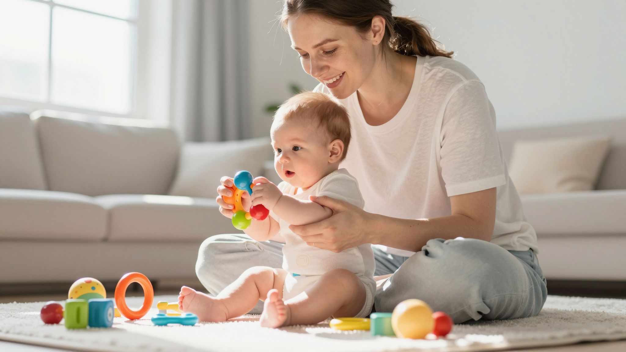 Az első hónapokban a babák reflexszerűen fogják meg az tárgyakat.