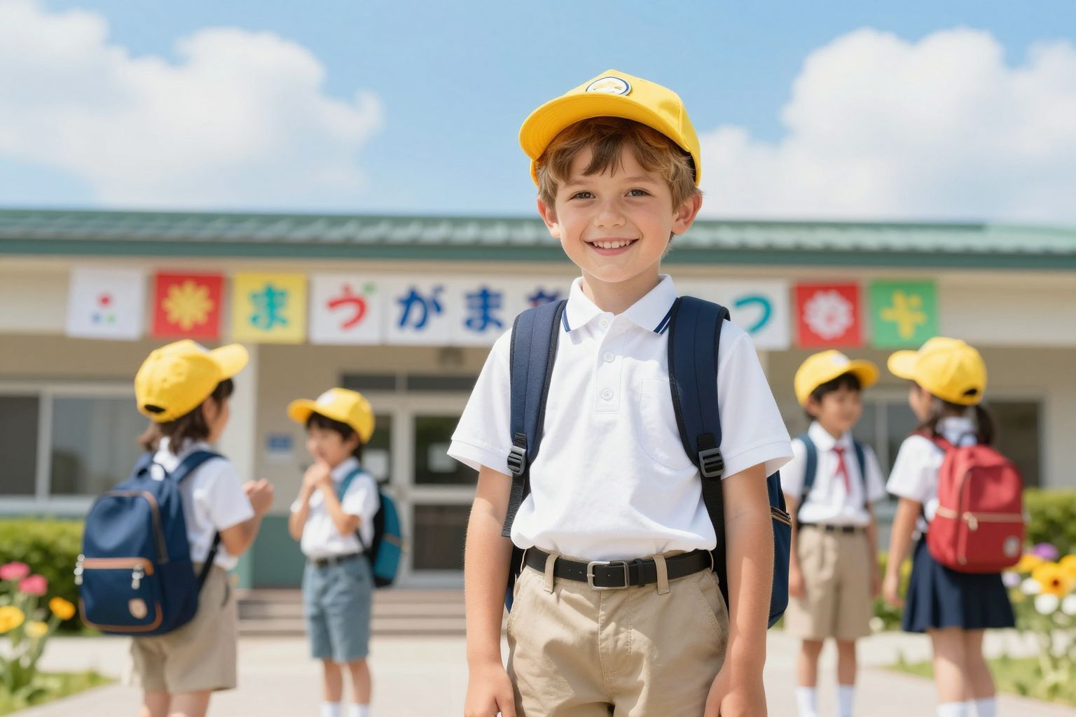 A sárga sapka a biztonságot és önállóságot szimbolizálja.