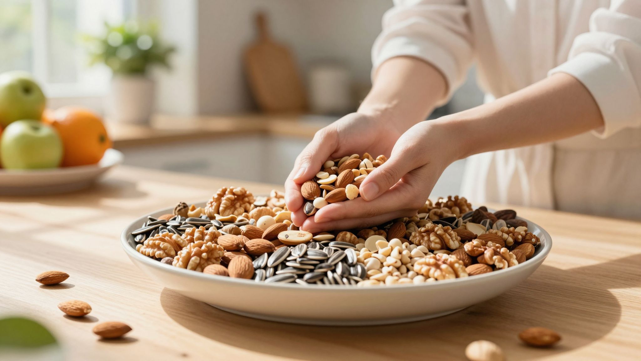 Egy marék olajos mag kalciumban és omega-3-ban gazdag.