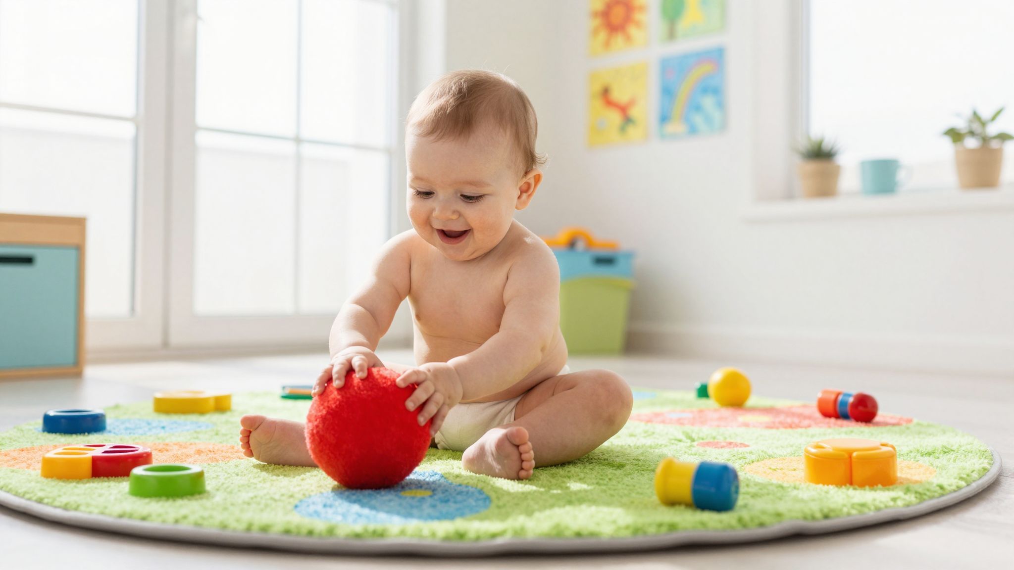 A baba kilenc hónaposan már kezdheti felfedezni a világot.