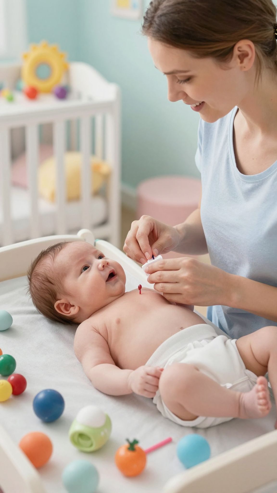 Rendszeresen tisztítsd a köldökcsonkot alkohollal a fertőzés megelőzésére.