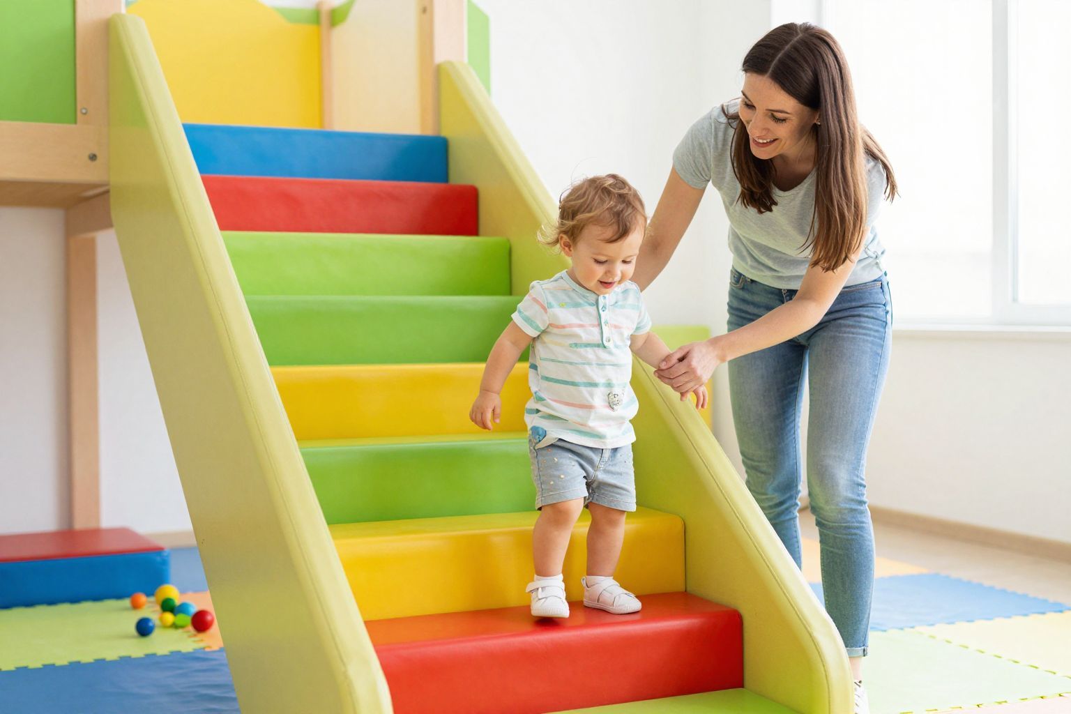 A lépcsőzés tanulása erősíti az egyensúlyérzéket és koordinációt.