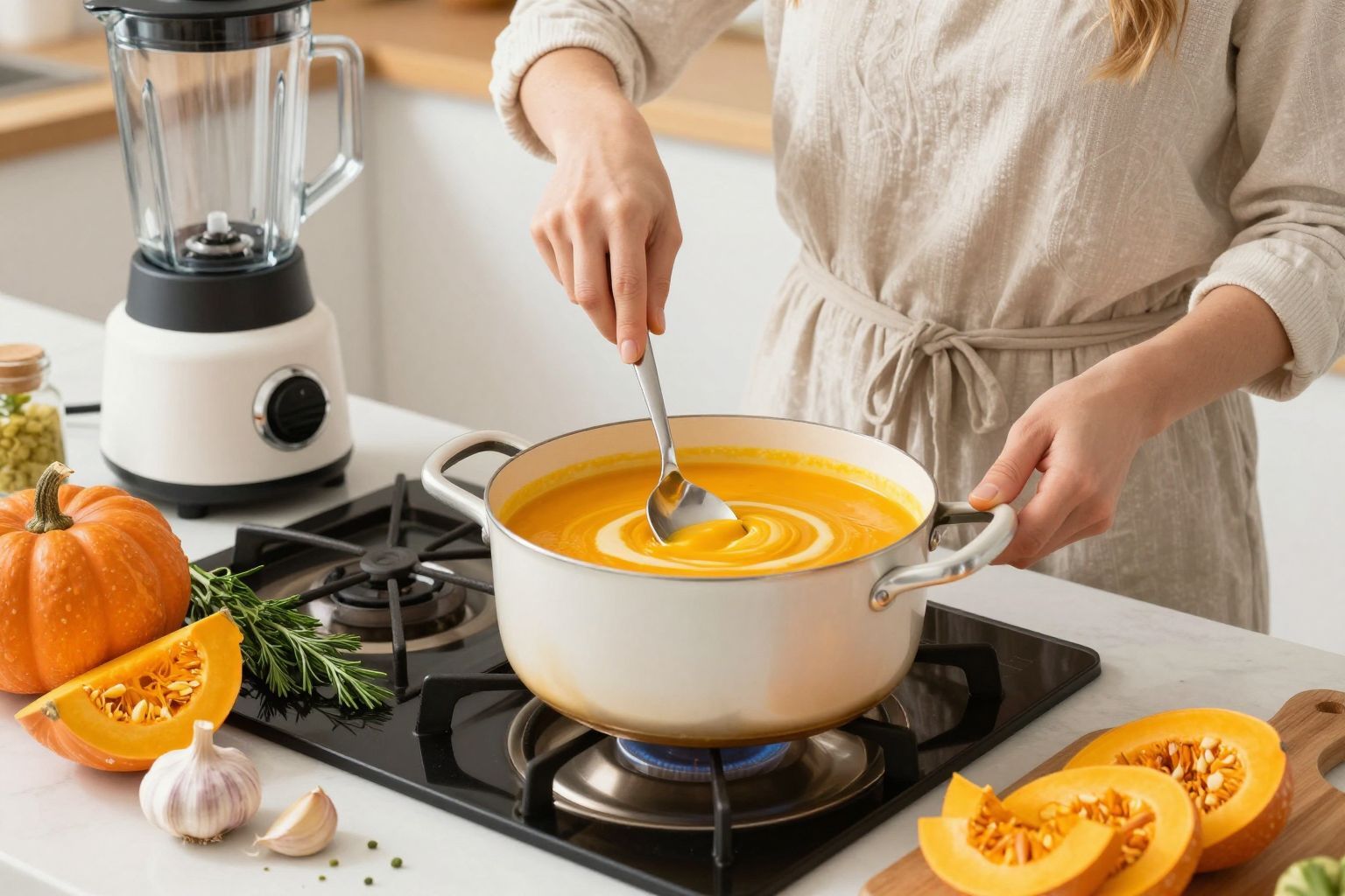 A sütőtökkrémleves titka a megfelelő fűszerezés és technika.