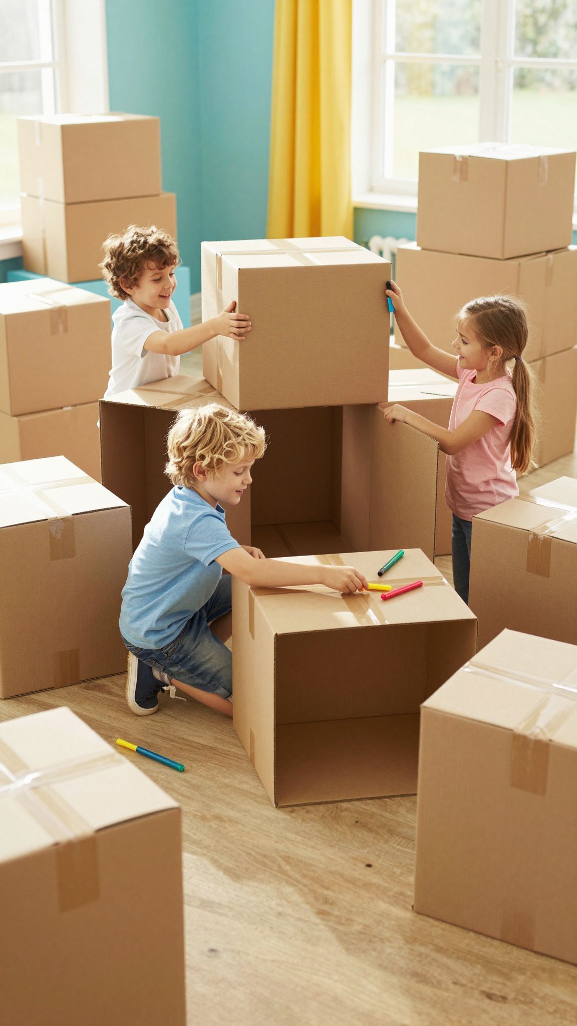 A dobozok közös játék segít a szociális készségek fejlődésében.