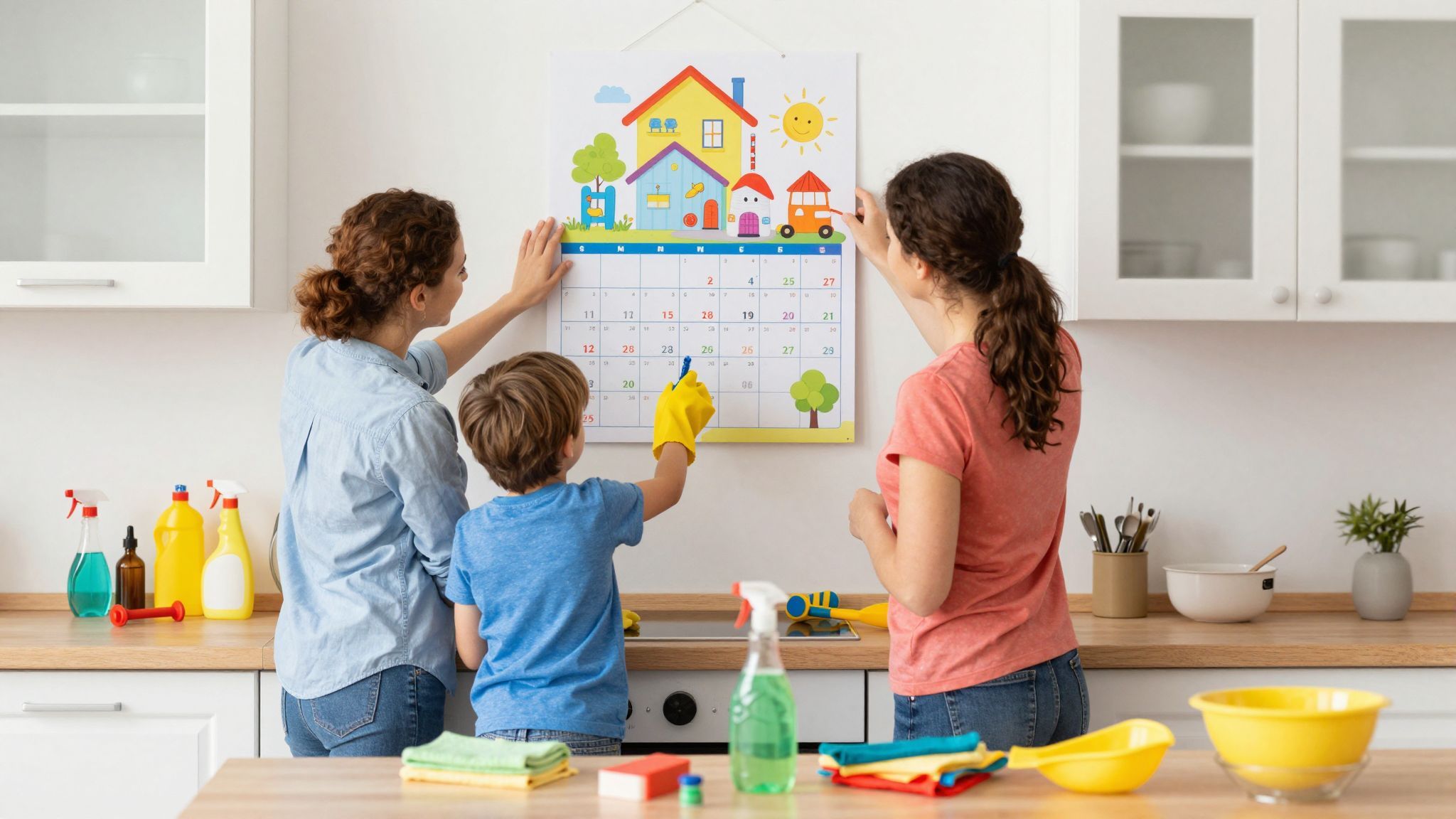 A családi naptár segít a feladatok rendezésében.