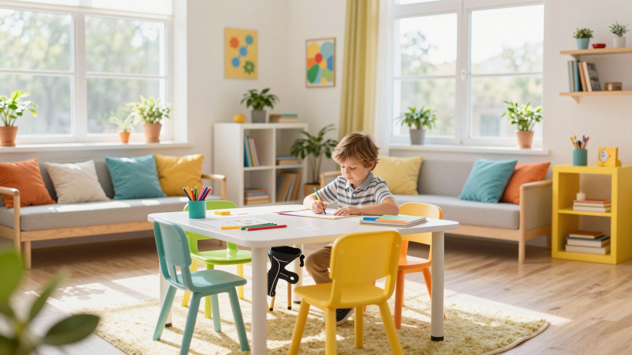 A környezet rendezett, nyugodt légkört teremt a gyerekeknek.