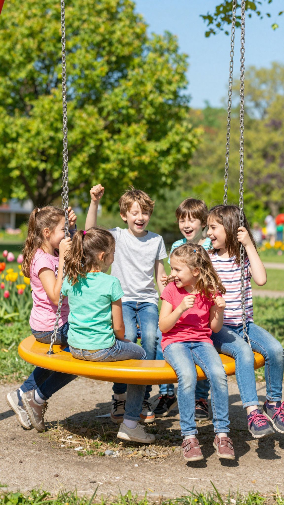 A fészekhintázás erősíti a barátságokat és a csapatmunkát.